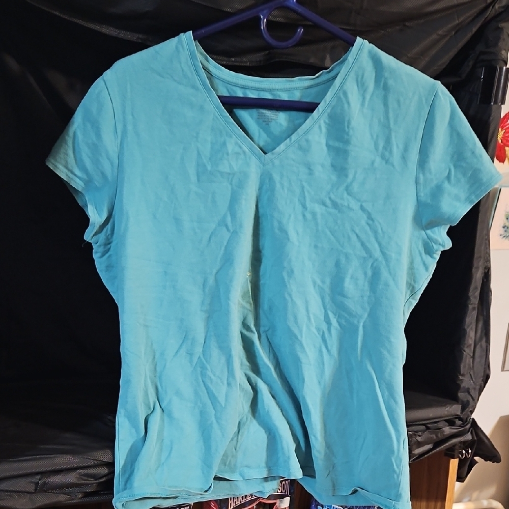 George Women's Aqua V-Neck Tee